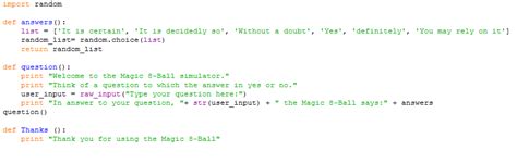 Expanding the functionality of the Magic 8 ball with Python modules